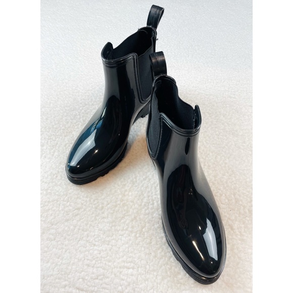 FRENCH CONNECTION • Black Chelsea Ankle Rain Boots - Picture 16 of 16